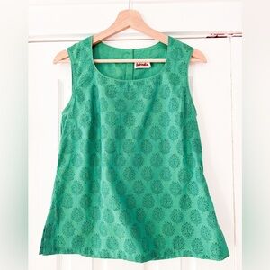 Fabindia‎ Teal Patterned Block Printed Cotton Tank Top Size Medium NWT